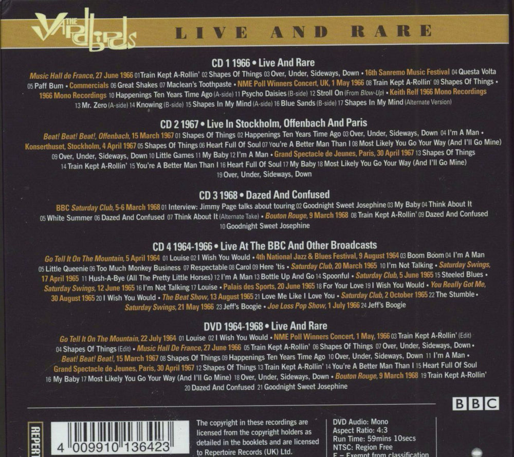 The Yardbirds Live And Rare UK CD Album Box Set 4009910136423