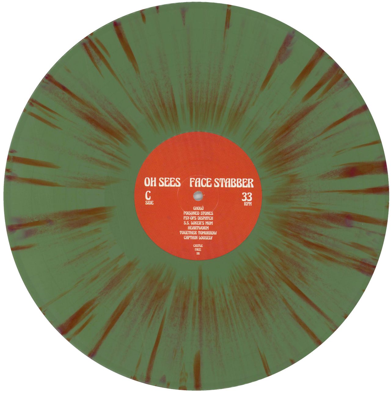 Thee Oh Sees Face Stabber - Olive Green & Translucent Red Splatter Vinyl UK  2-LP vinyl set