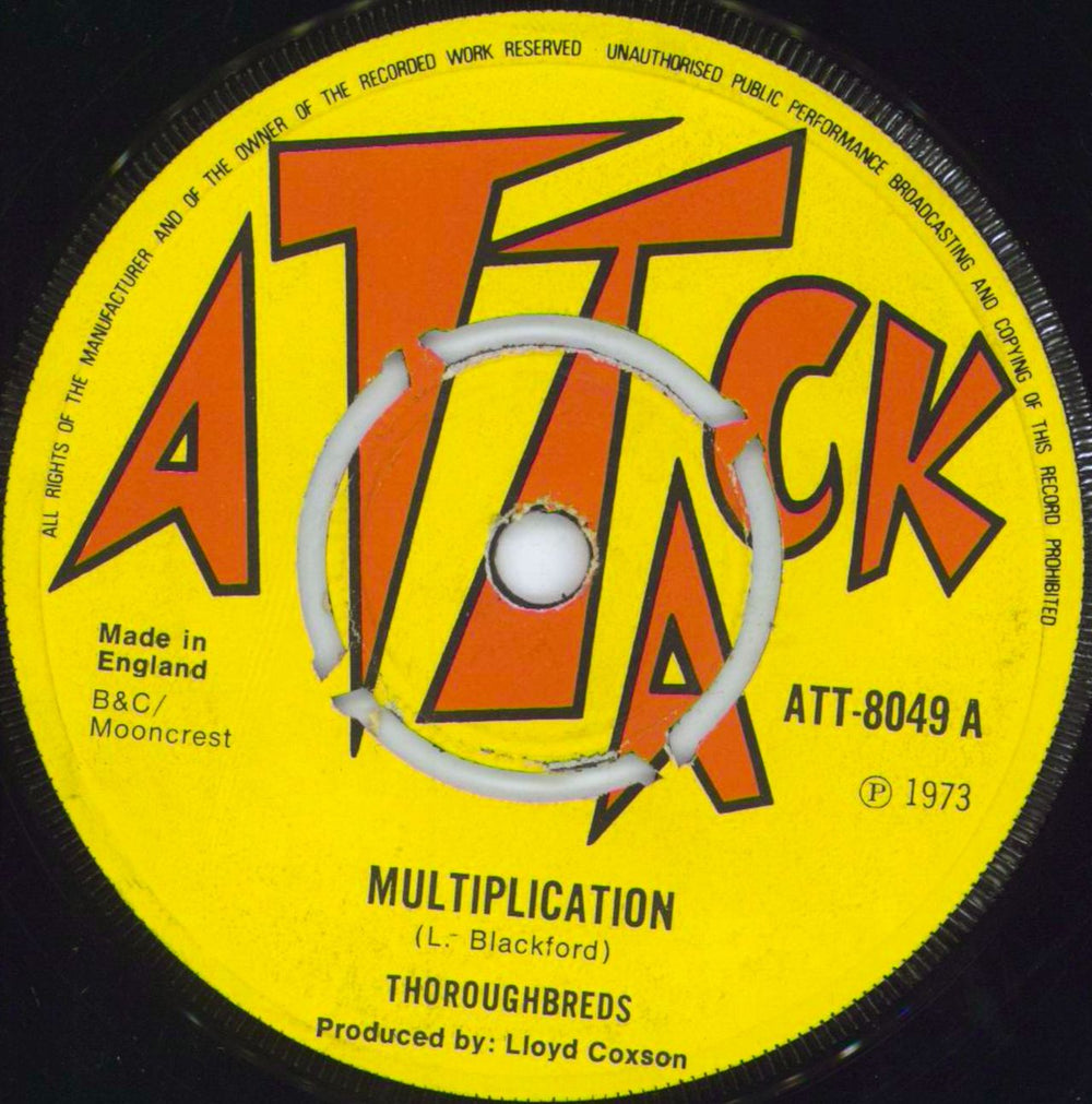 Thoroughbreds Multiplication UK 7" vinyl single (7 inch record / 45) ATT-8049