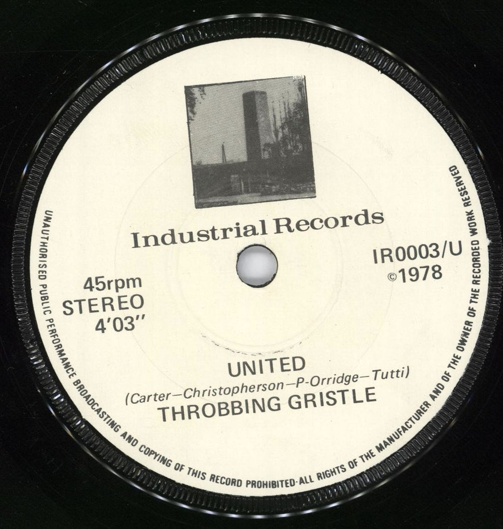 Throbbing Gristle United - 1st - EX UK 7" vinyl single (7 inch record / 45) THG07UN701533