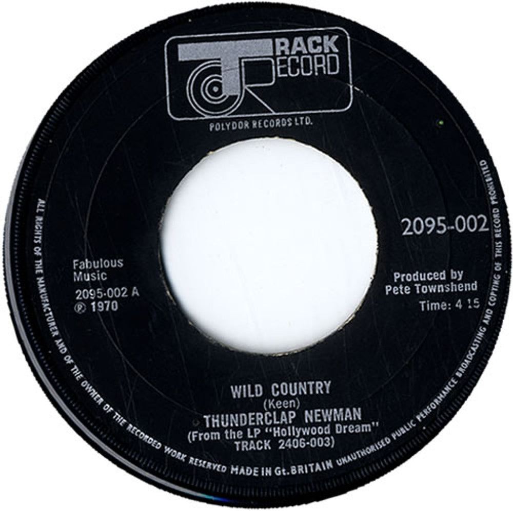 Thunderclap Newman Wild Country - Picture Sleeve UK 7" vinyl single (7 inch record / 45) PWM07WI214434