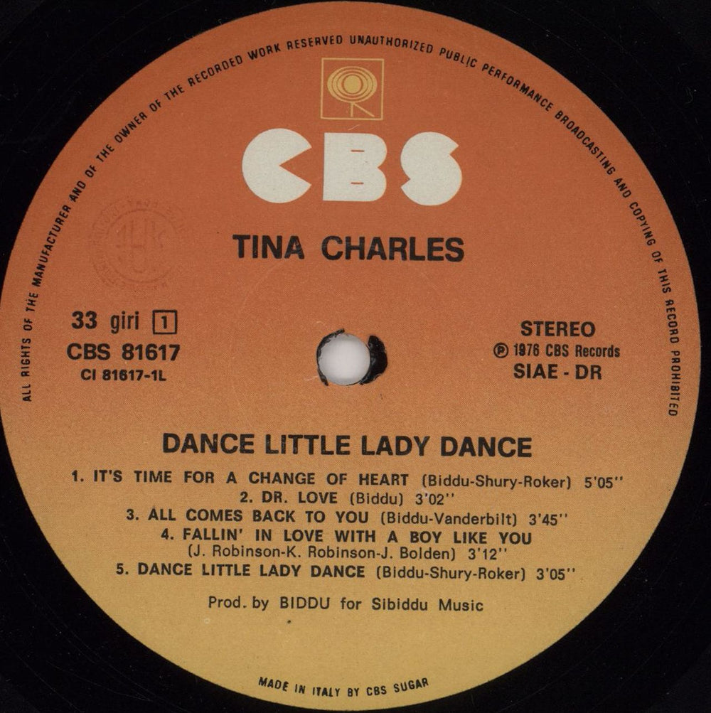 Tina Charles Dance Little Lady Italian vinyl LP album (LP record) LRELPDA762717