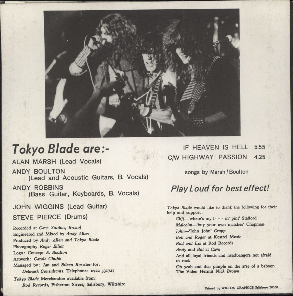 Tokyo Blade If Heaven Is Hell UK 7" vinyl single (7 inch record / 45) TKB07IF789162