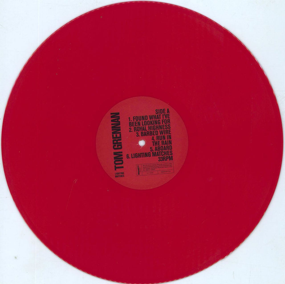 Tom Grennan Lighting Matches - Red Vinyl + Shrink UK vinyl LP album (LP record) 0SNLPLI807647