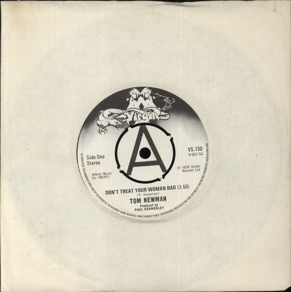Tom Newman Don't Treat Your Woman Bad UK Promo 7" vinyl single (7 inch record / 45) VS.130