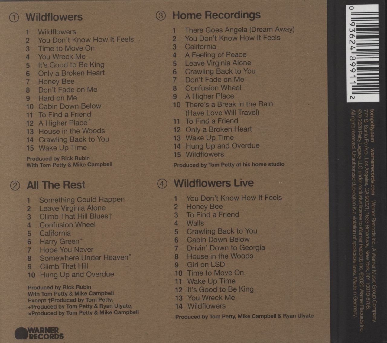 Tom Petty & The Heartbreakers Wildflowers & All The Rest UK 4CD set