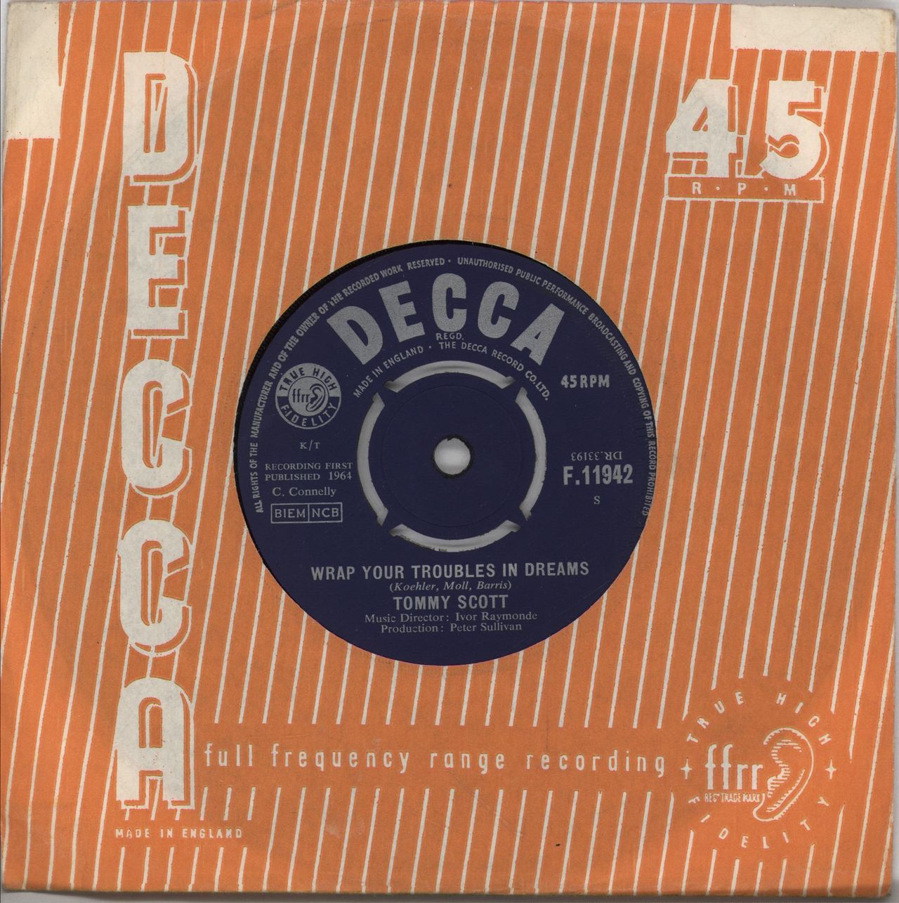Tommy Scott Wrap Your Troubles In Dreams UK 7" vinyl single (7 inch record / 45) F.11942