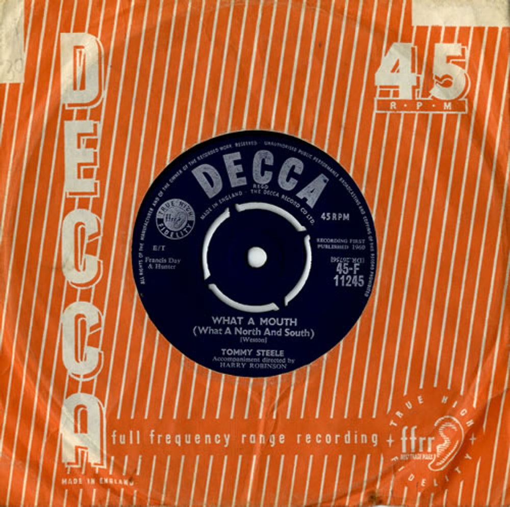 Tommy Steele What A Mouth (What A North And South) UK 7" vinyl single (7 inch record / 45) 45-F11245