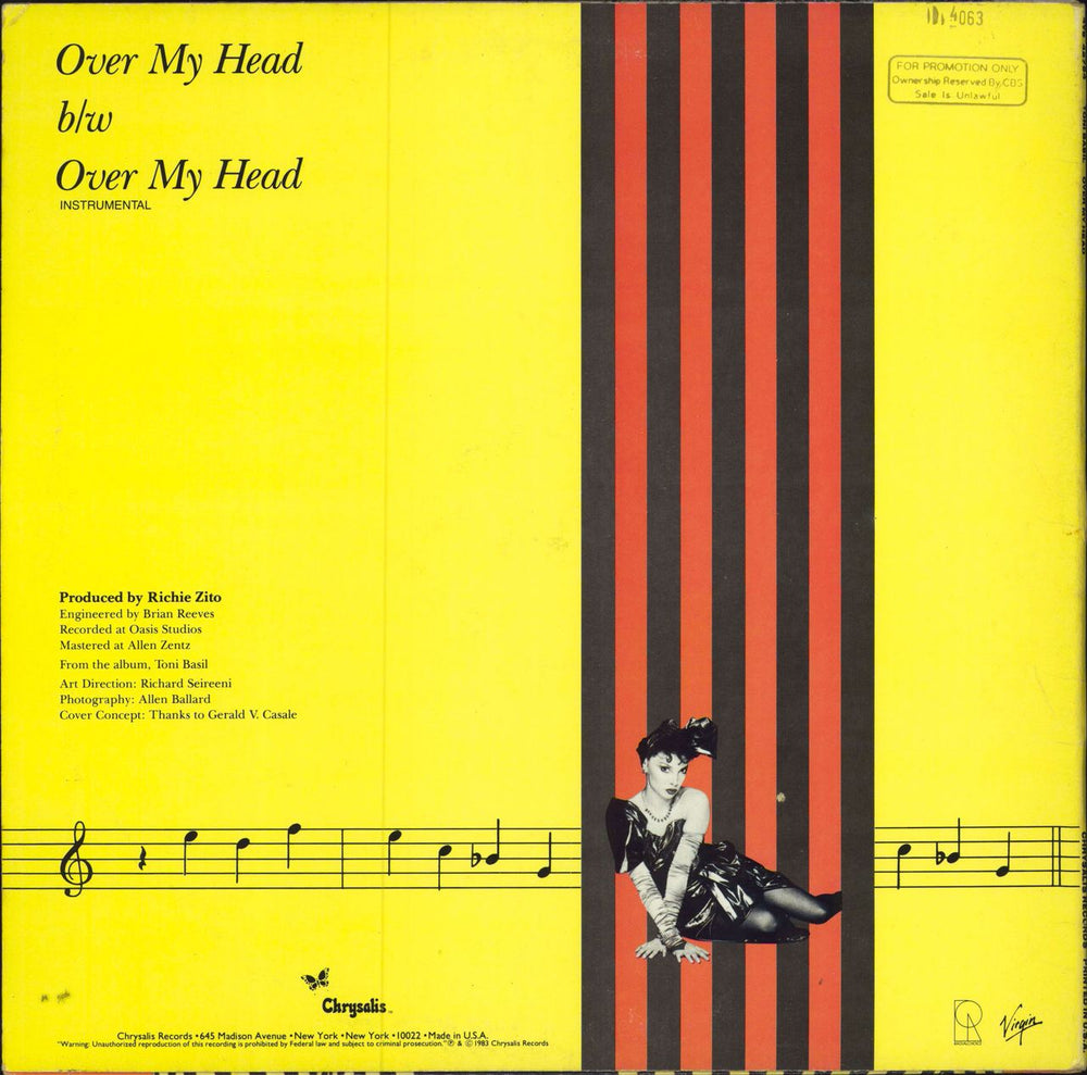 Toni Basil Over My Head US 12" vinyl single (12 inch record / Maxi-single)