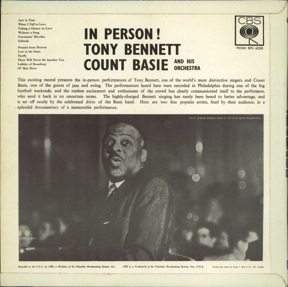 Tony Bennett & Count Basie In Person! UK vinyl LP album (LP record)