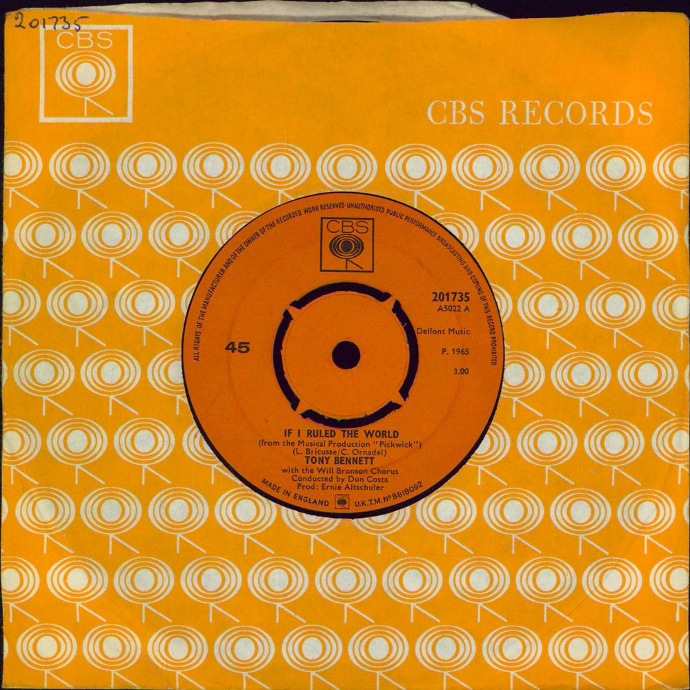 Tony Bennett If I Ruled The World UK 7" vinyl single (7 inch record / 45) 201735