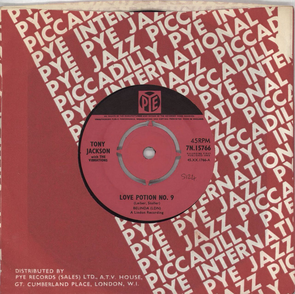 Tony Jackson (Searchers) Love Potion No. 9 UK 7" vinyl single (7 inch record / 45) 7N.15766