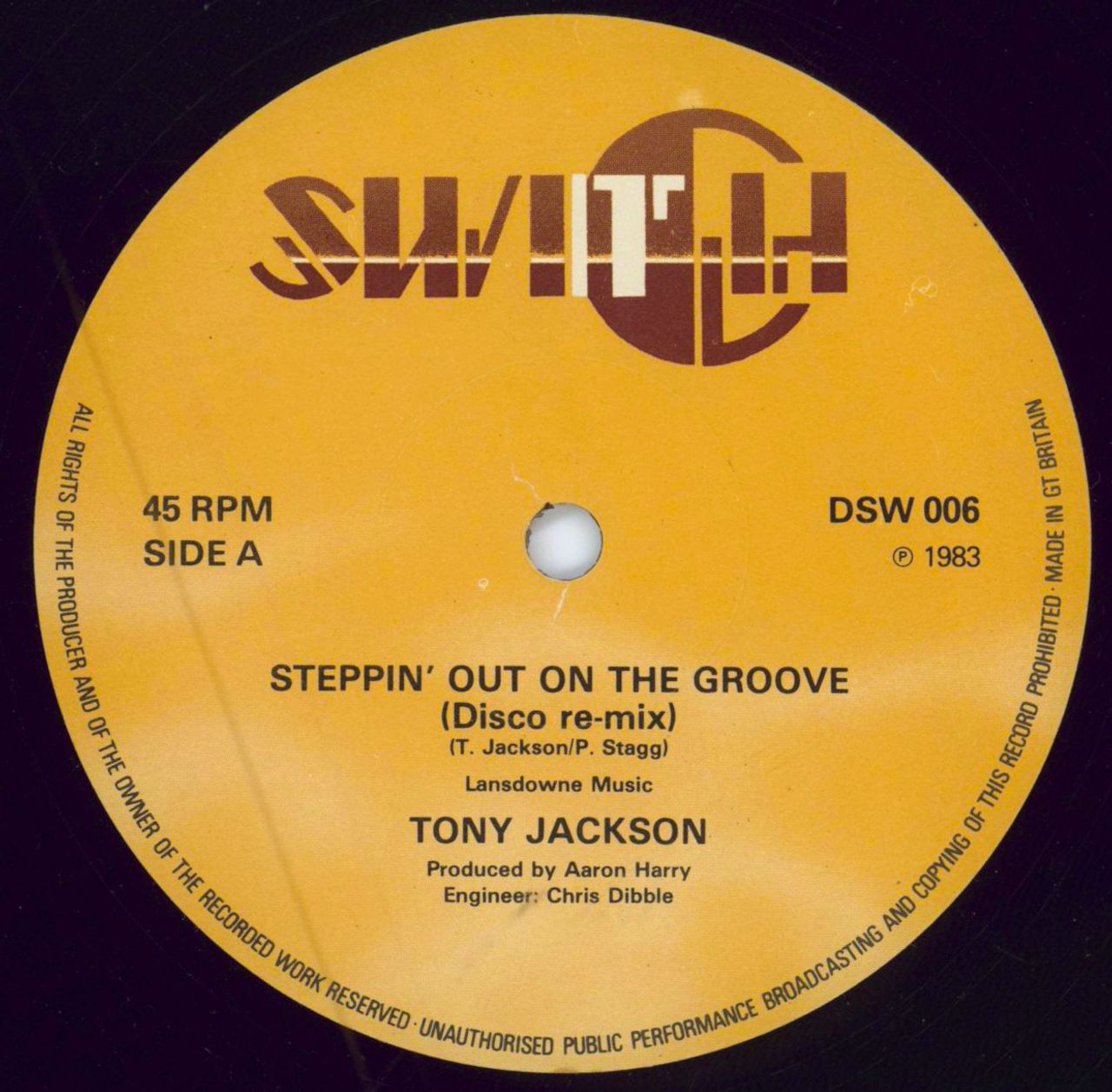 Tony Jackson Steppin' Out On The Groove UK 12" vinyl single (12 inch record / Maxi-single) DSW006