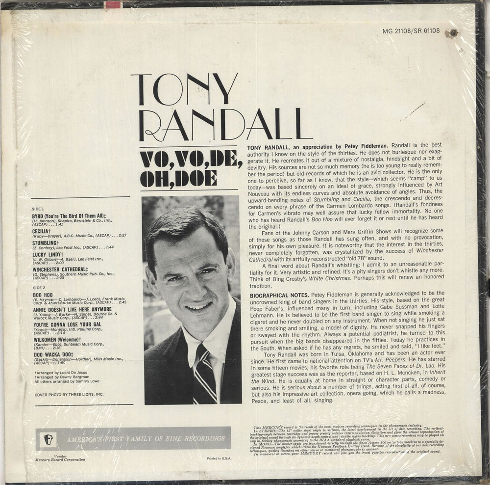 Tony Randall Vo-Vo-De-Oh-Doe US vinyl LP album (LP record)