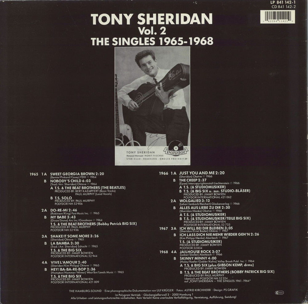 Tony Sheridan Vol. 2 The Singles 1965-1968 German vinyl LP album (LP record) 042284114219