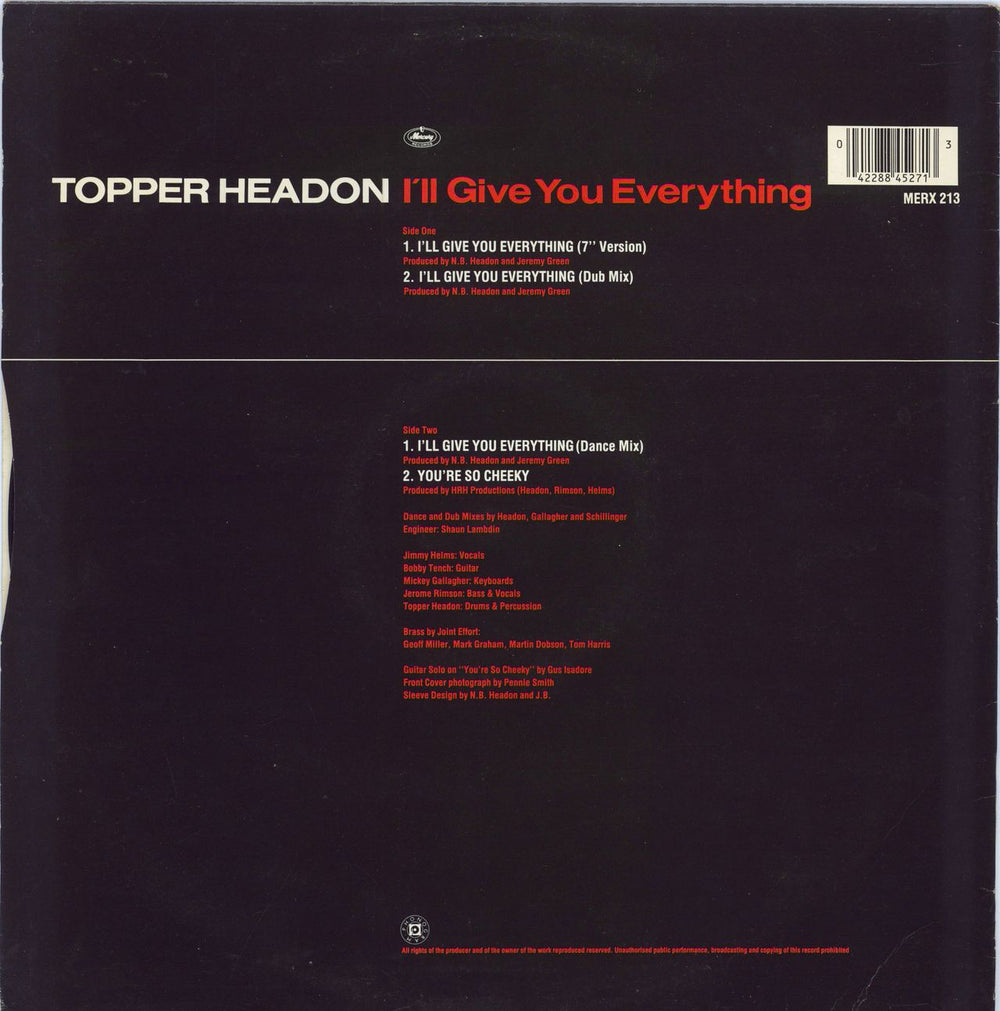 Topper Headon I'll Give You Everything UK 12" vinyl single (12 inch record / Maxi-single) 042288452713