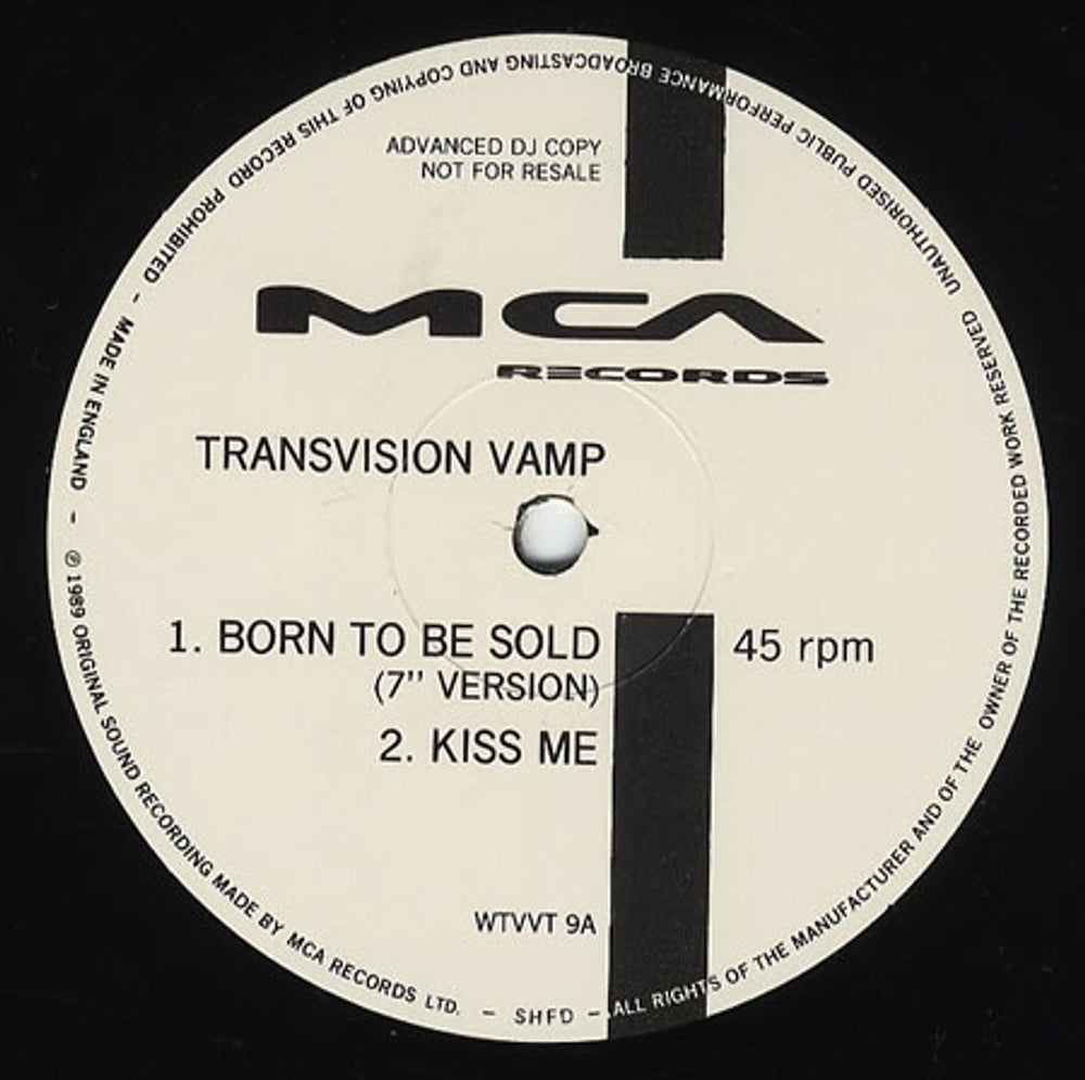 Transvision Vamp Born To Be Sold UK Promo 12" vinyl single (12 inch record / Maxi-single) WTVVT9