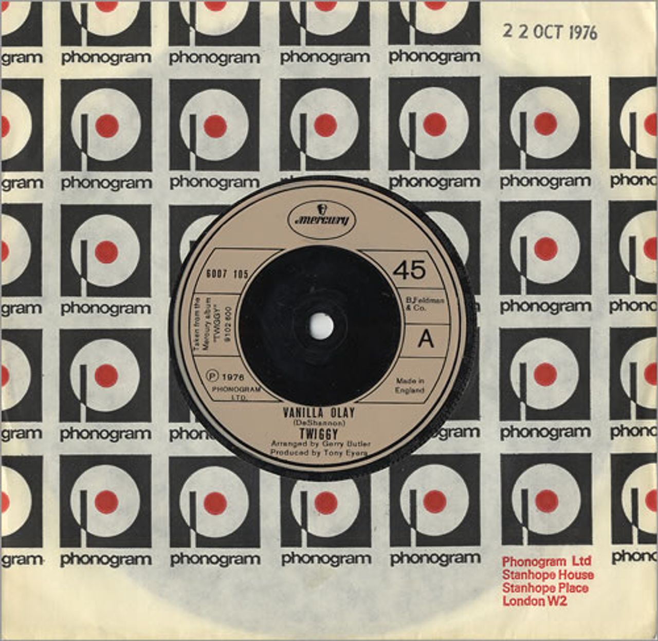 Twiggy Vanilla Olay UK 7" vinyl single (7 inch record / 45) 6007105