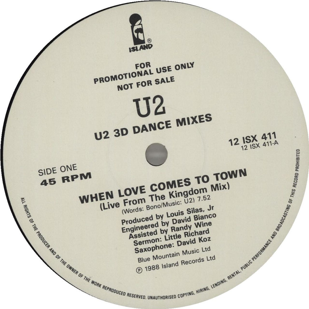 U2 3-D Dance Mixes - EX UK Promo 12" vinyl single (12 inch record / Maxi-single) U-212DD686213