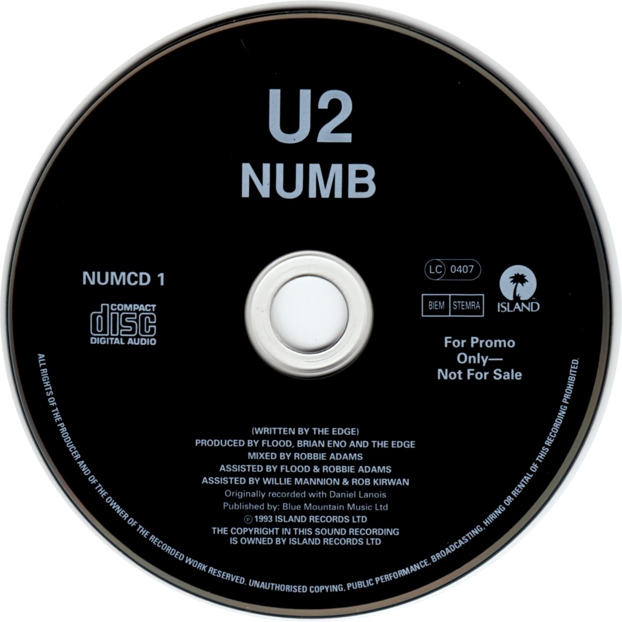 U2 Numb - Rare Promo UK Promo CD single — RareVinyl.com