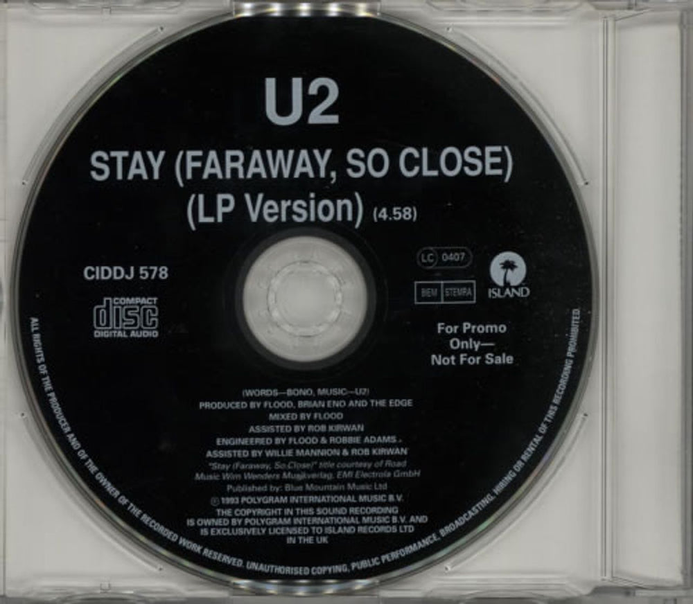 U2 Stay (Faraway, So Close!) UK Promo CD single (CD5 / 5") U-2C5ST23963