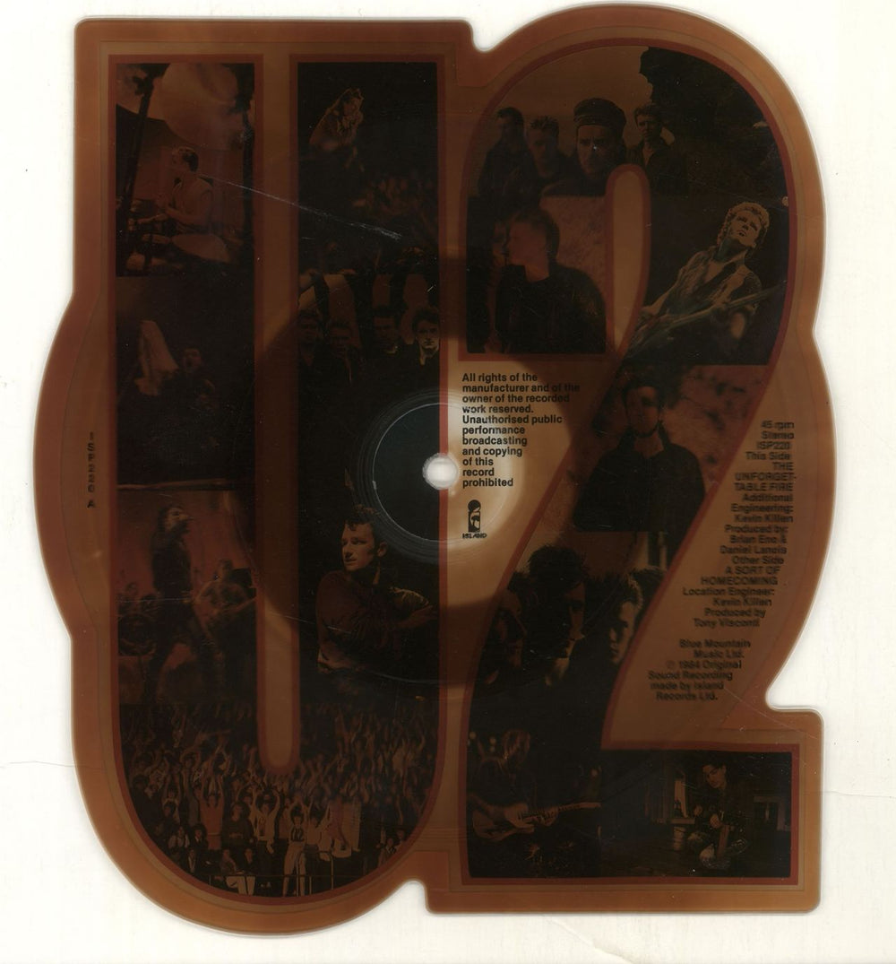 U2 The Unforgettable Fire - Tea-Stained UK shaped picture disc (picture disc vinyl record) ISP220