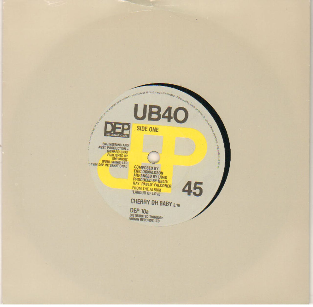 UB40 Cherry Oh Baby UK 7" vinyl single (7 inch record / 45) DEP10