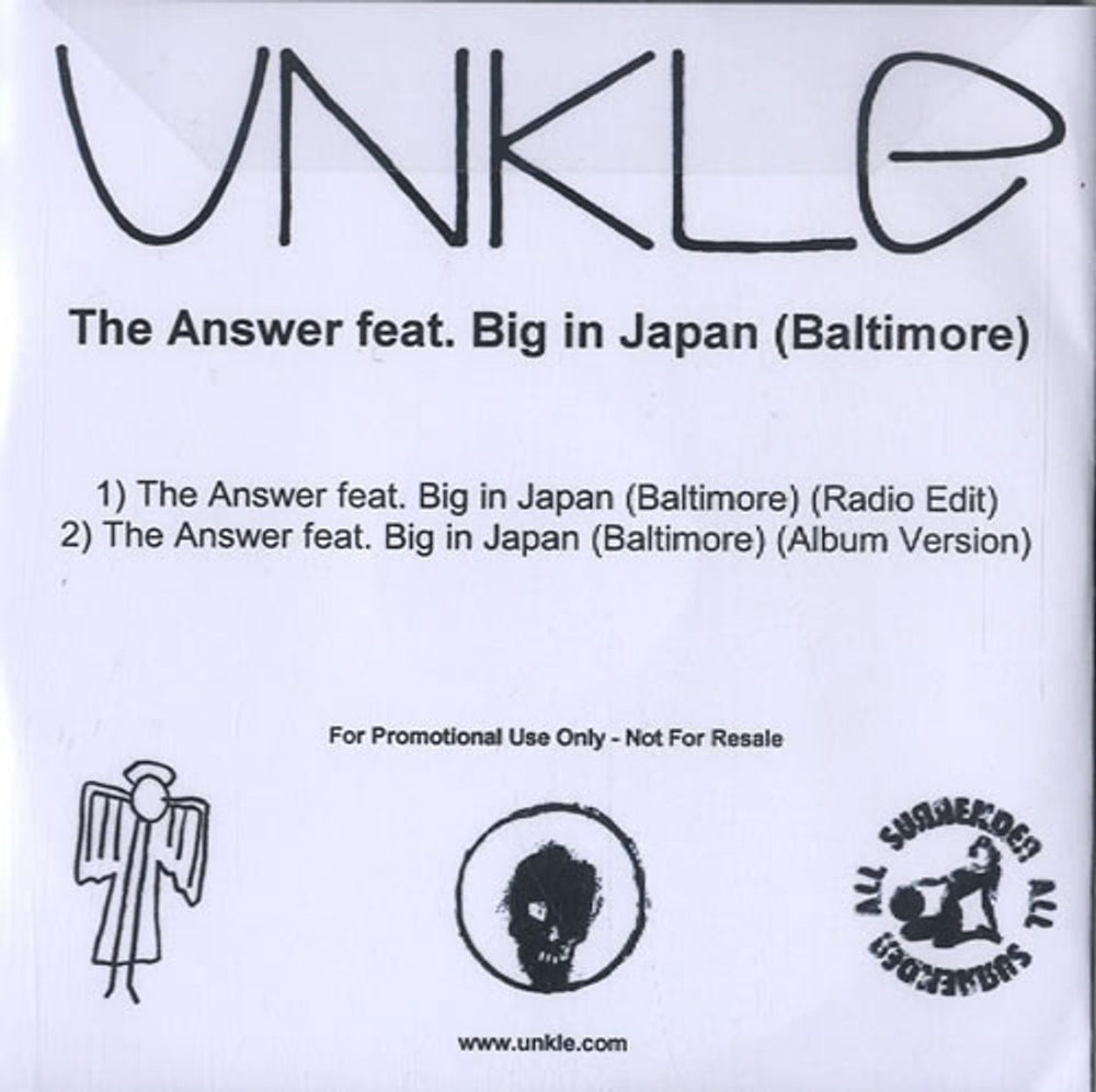 Unkle The Answer UK Promo CD-R acetate UNKCRTH587518