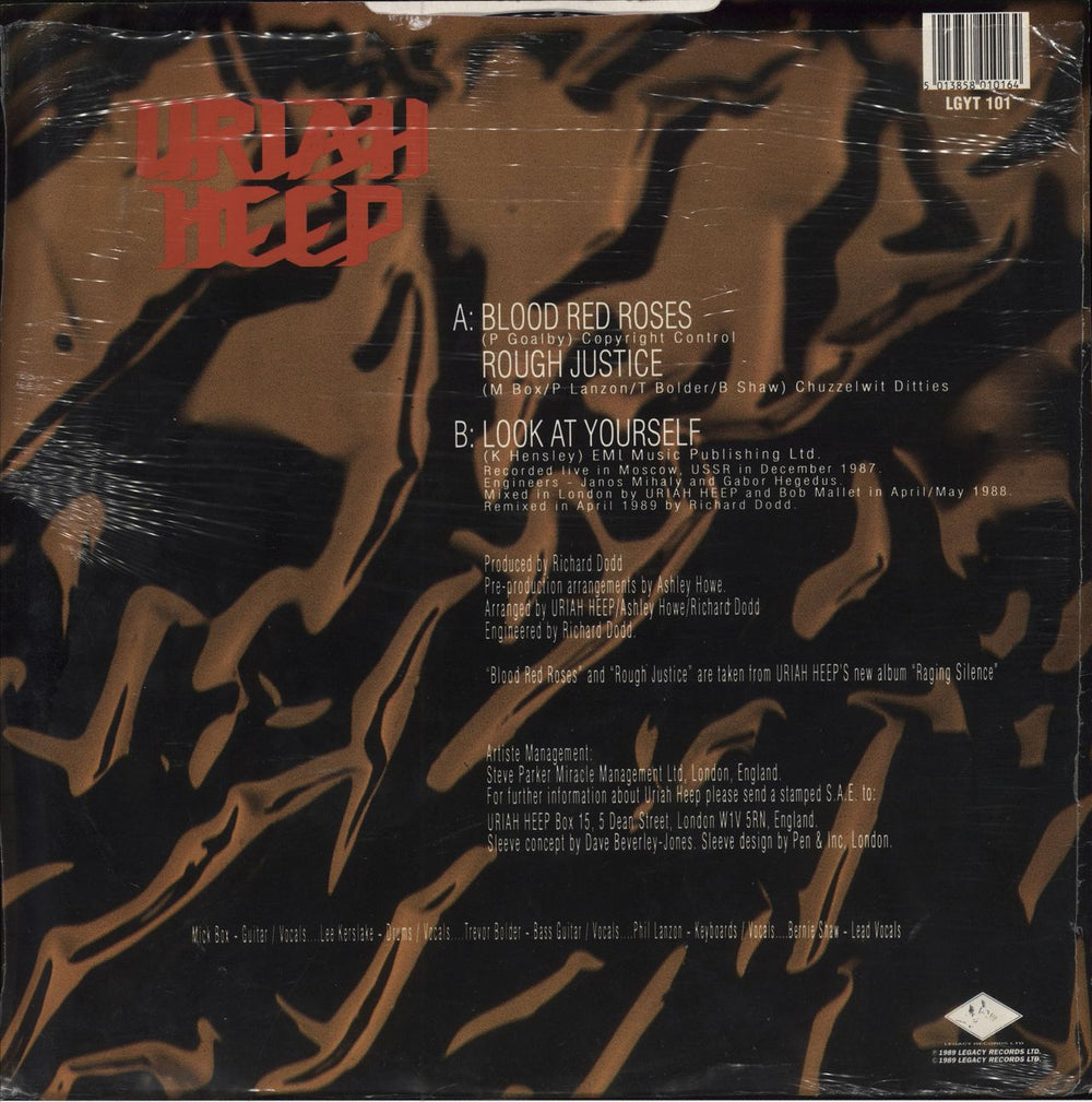Uriah Heep Blood Red Roses + patch + shrink UK 12" vinyl single (12 inch record / Maxi-single) 5013858010164