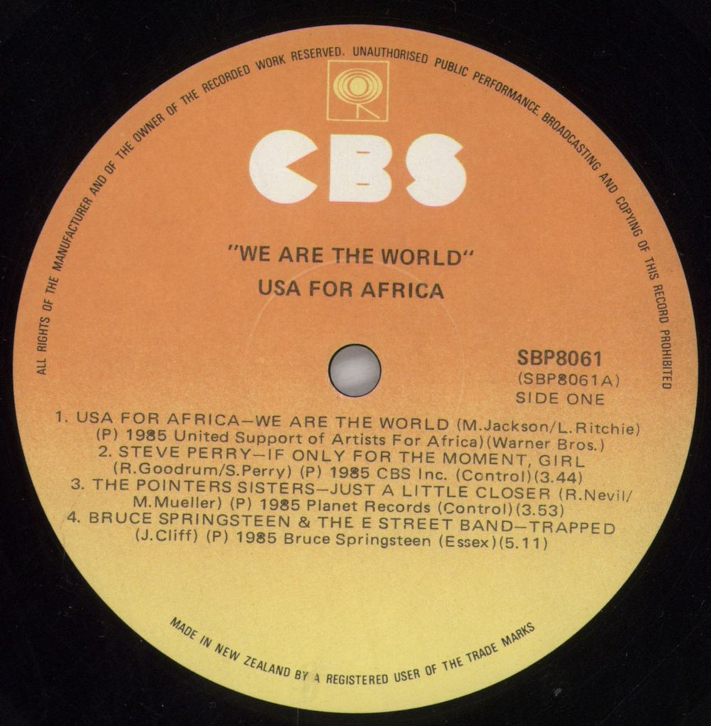 USA For Africa We Are The World + Insert New Zealand vinyl LP album (LP record) UAFLPWE822538