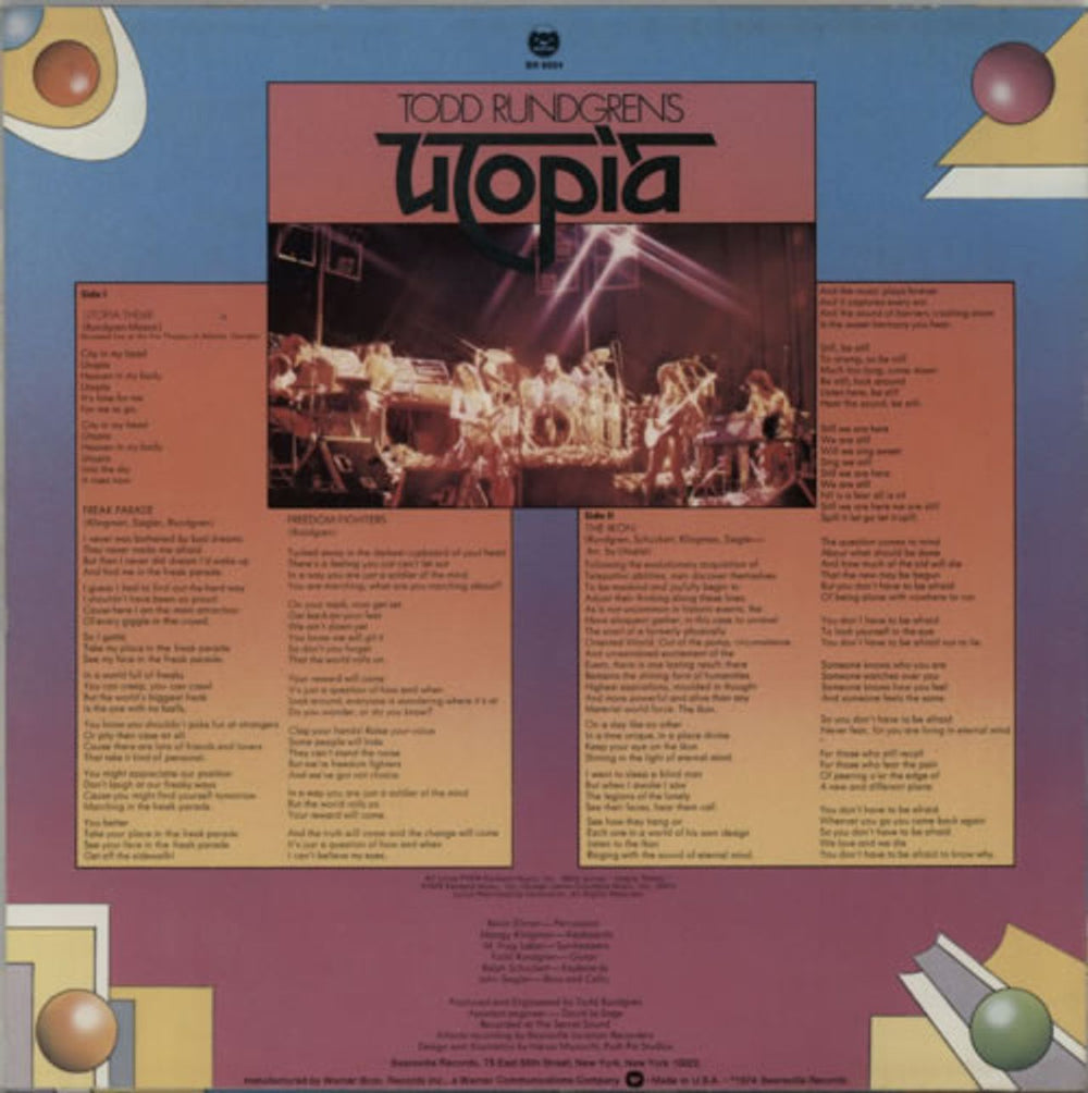 Utopia (US) Todd Rundgren's Utopia US vinyl LP album (LP record) UTOLPTO610227