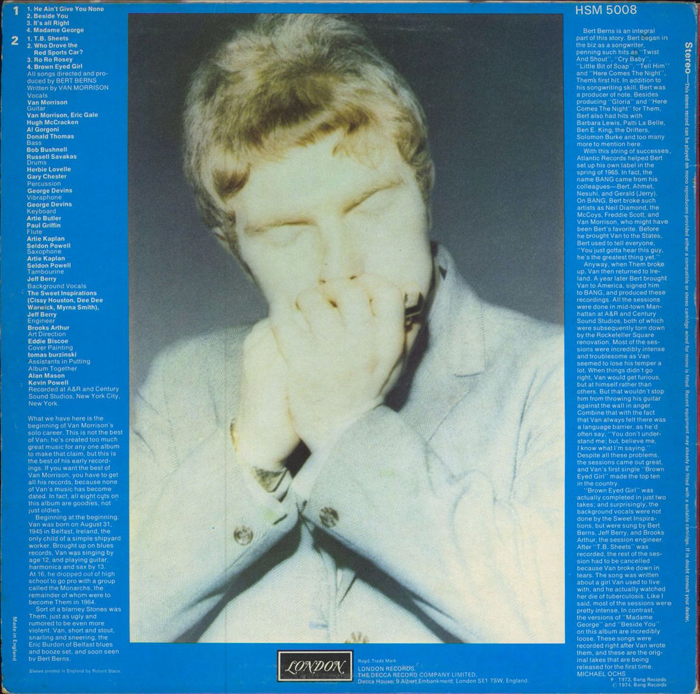 Van Morrison T.B. Sheets - EX UK vinyl LP album (LP record)