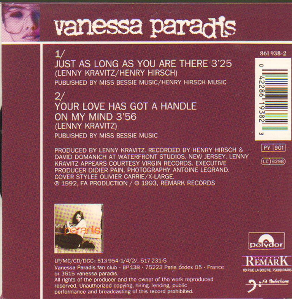 Vanessa Paradis Just As Long As You Are There German CD single (CD5 / 5") VANC5JU17856