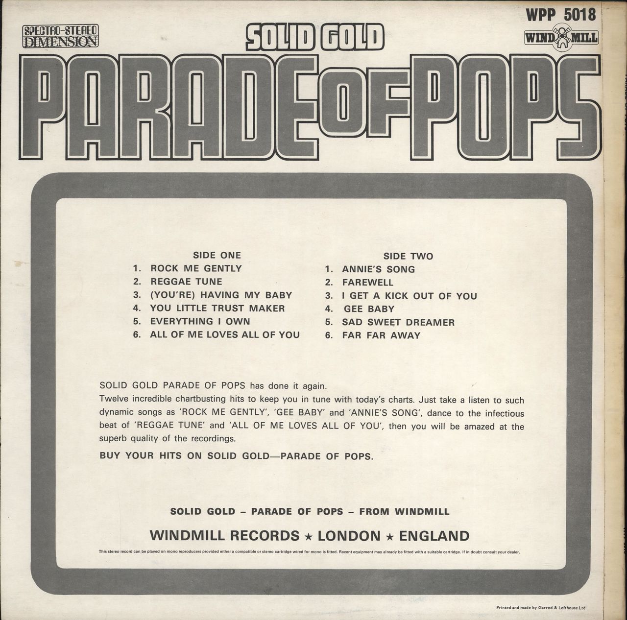 Various-60s & 70s Solid Gold Parade of Pops Volume 18 UK vinyl LP album (LP record)