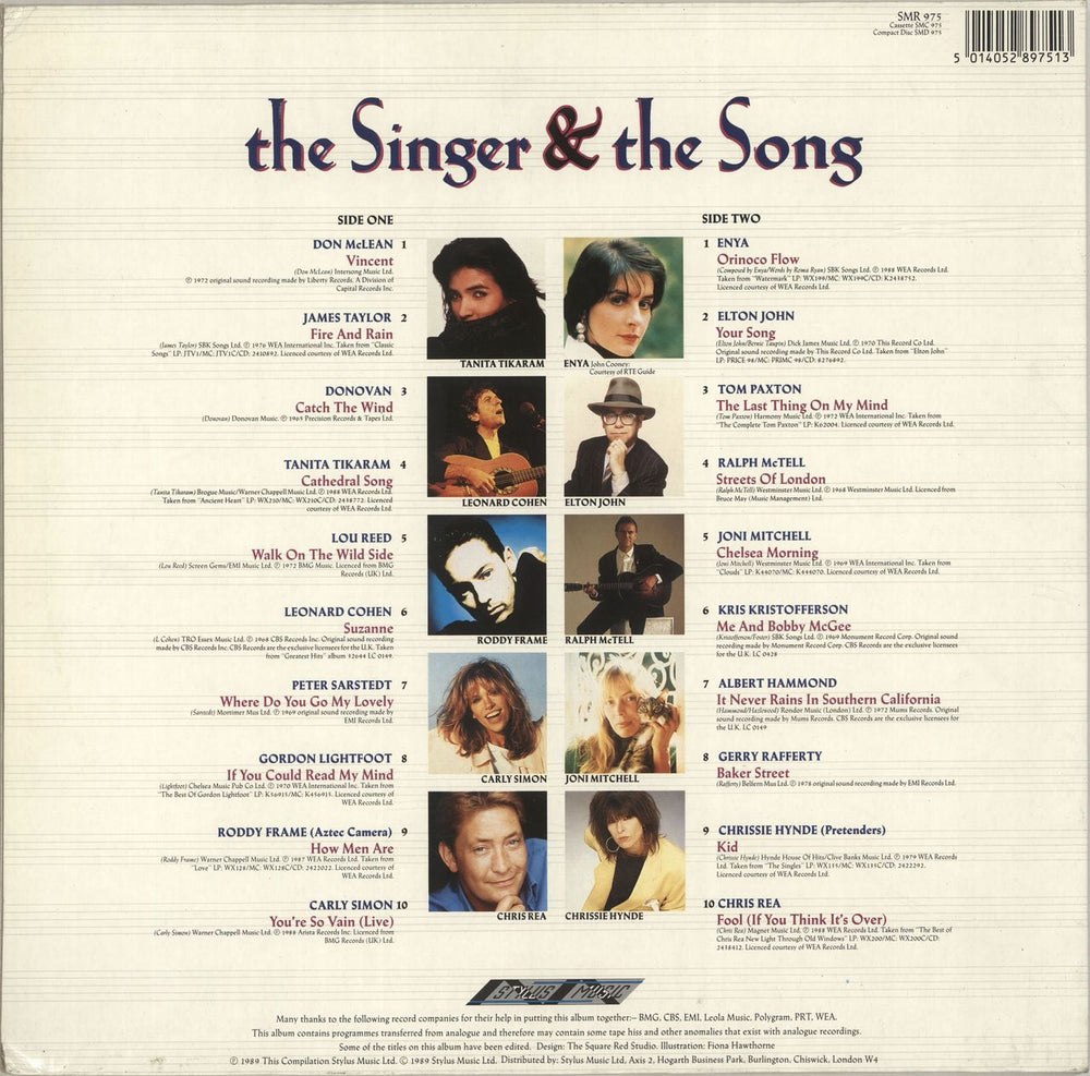 Various-60s & 70s The Singer & The Song UK vinyl LP album (LP record) 5014052897513