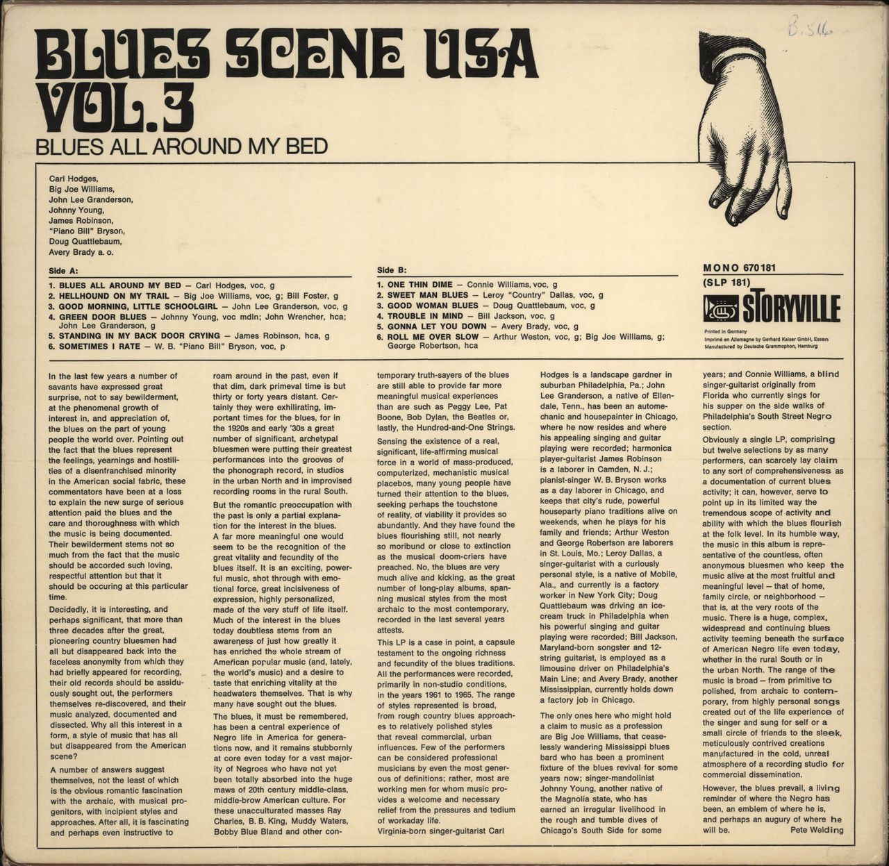 Various-Blues & Gospel Blues Scene USA Volume 3 - Blues All Around My Bed German vinyl LP album (LP record)