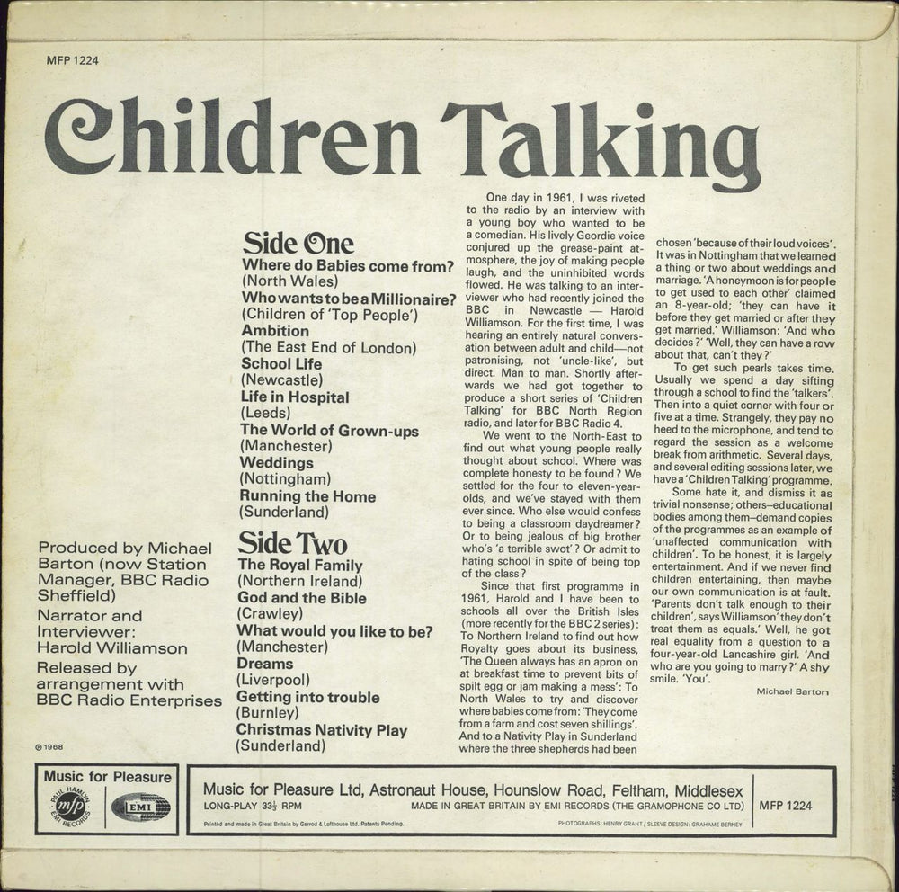 Various-Childrens Children Talking UK vinyl LP album (LP record)