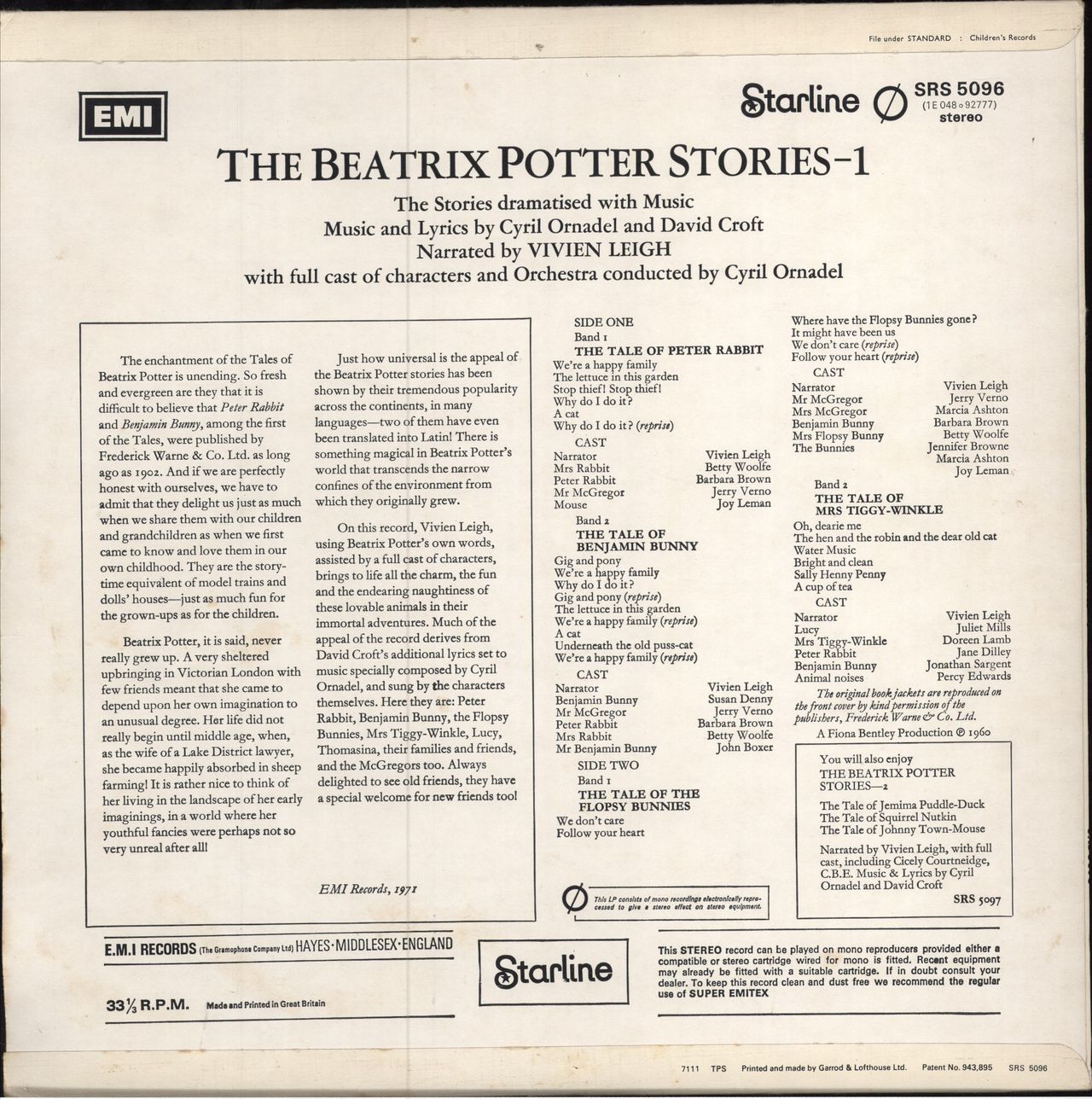 Various-Childrens The Beatrix Potter Stories 1 UK vinyl LP album (LP record)