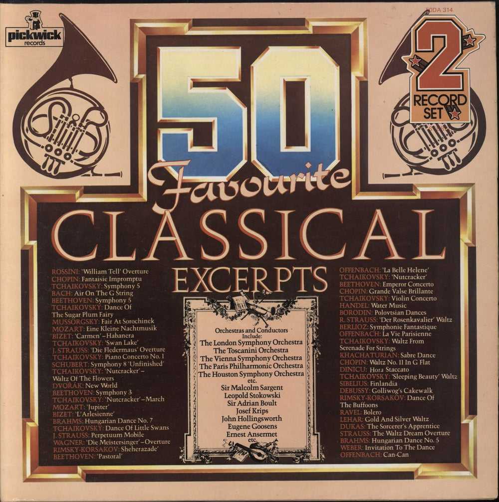 Various-Classical & Orchestral 50 Favourite Classical Excerpts UK 2-LP vinyl record set (Double LP Album) 50DA314