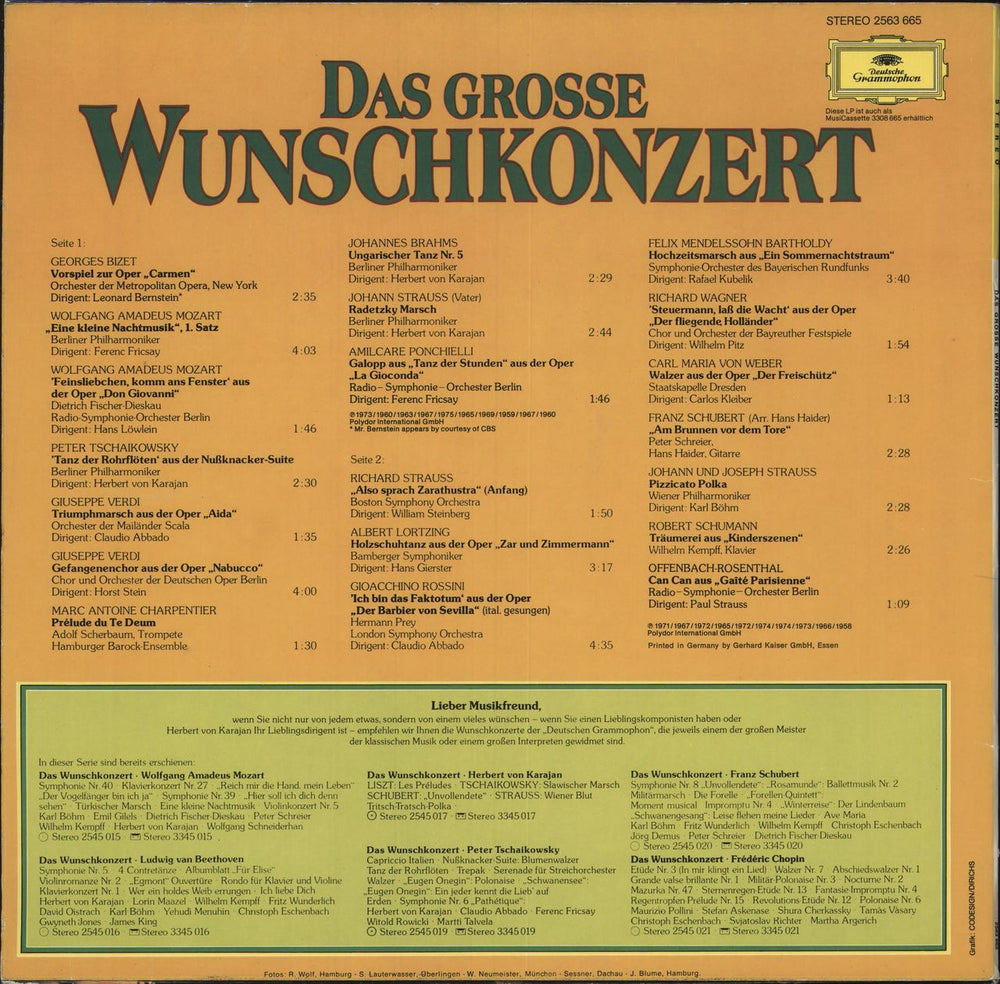 Various-Classical & Orchestral Das Grosse Wunschkonzert German vinyl LP album (LP record)