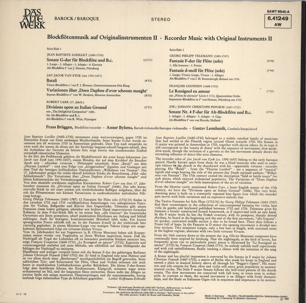 Various-Classical & Orchestral Recorder Music With Original Instruments II German vinyl LP album (LP record)