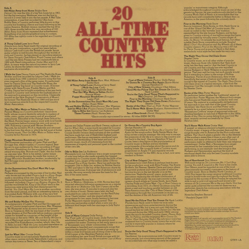 Various-Country 20 All-Time Country Hits UK vinyl LP album (LP record)