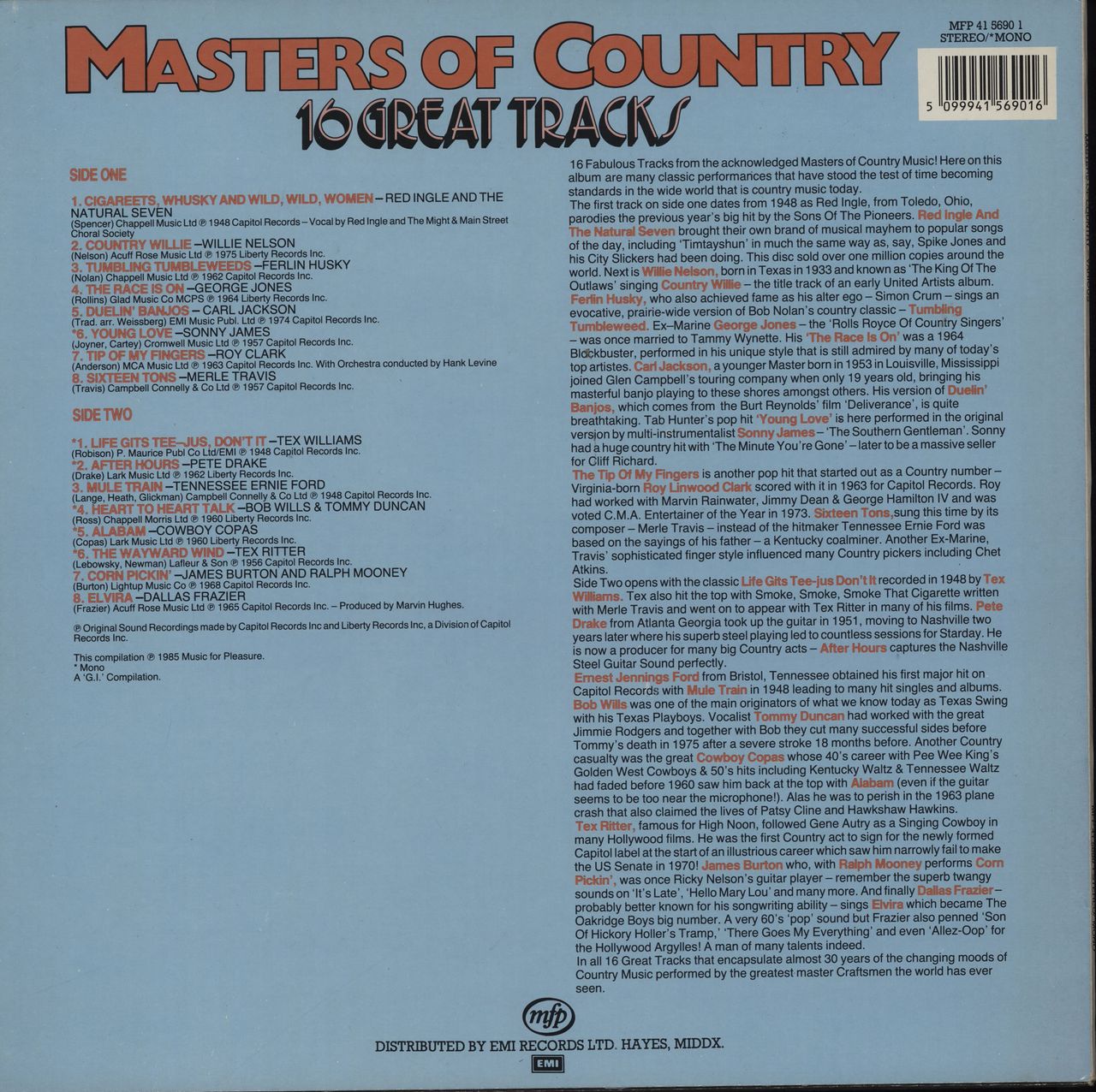 Various-Country Masters Of Country UK vinyl LP album (LP record) 5099941569016