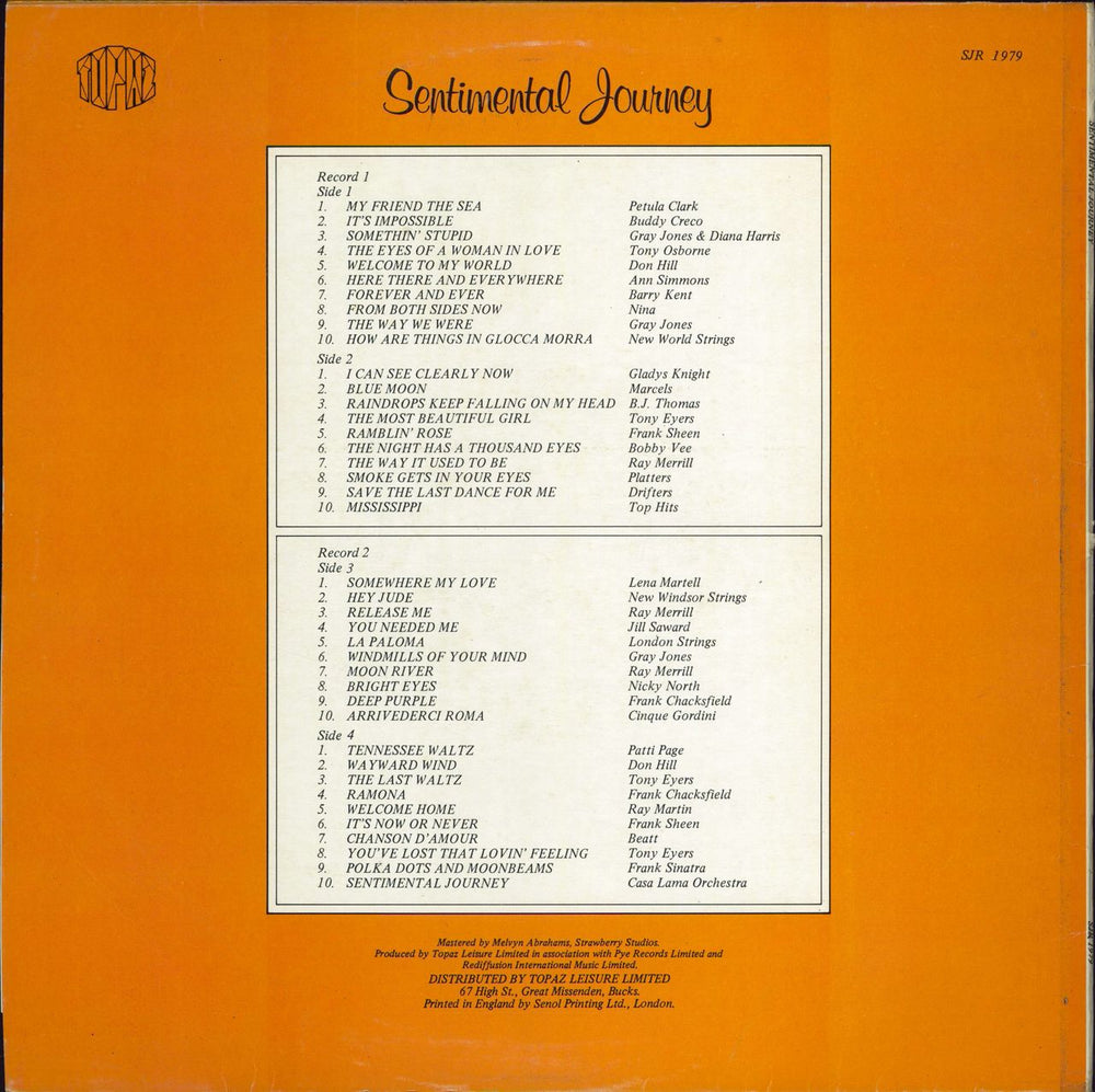 Various-Easy Listening Sentimental Journey UK 2-LP vinyl record set (Double LP Album)