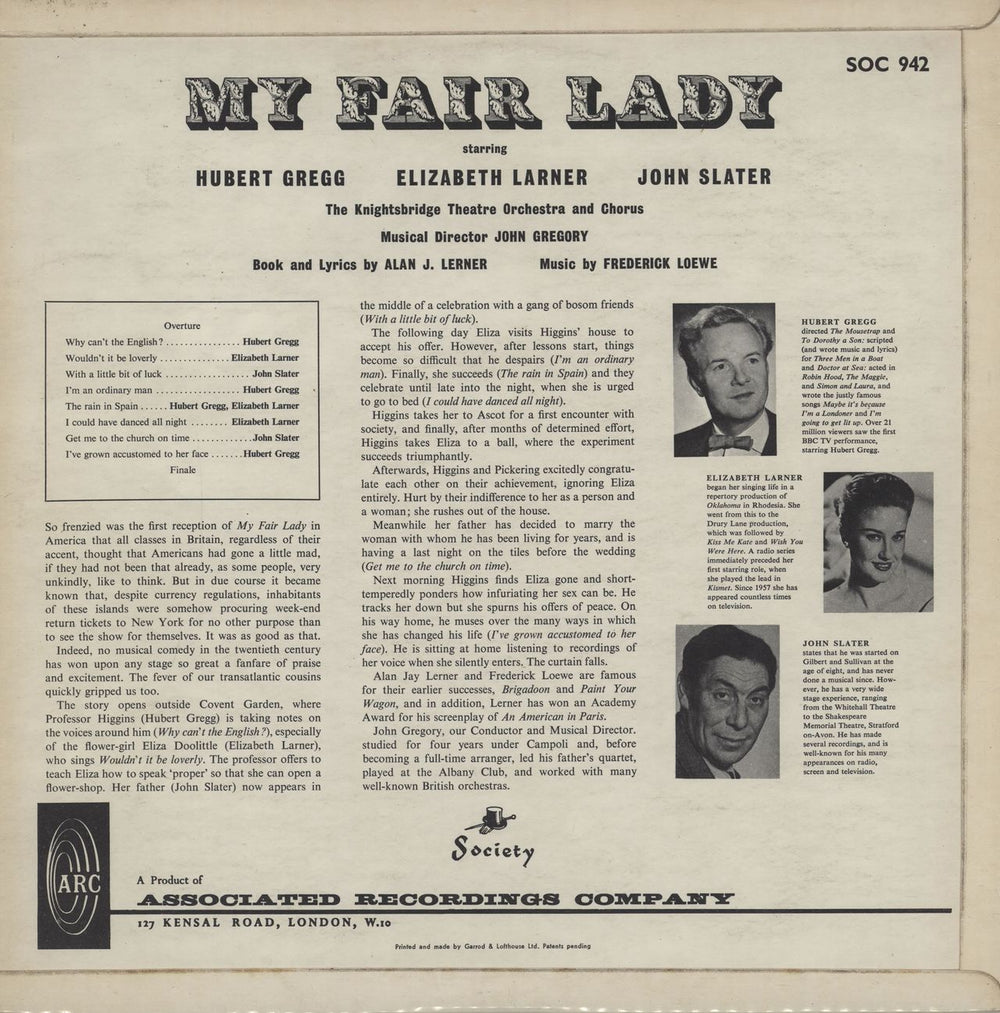 Various-Film, Radio, Theatre & TV My Fair Lady UK vinyl LP album (LP record)