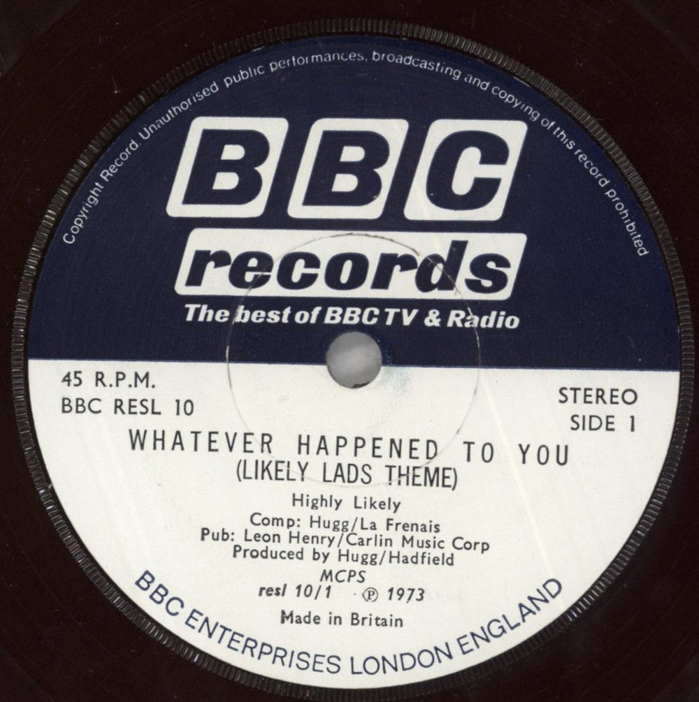 Various-Film, Radio, Theatre & TV Whatever Happened To You (The Likely Lads Theme) UK 7" vinyl single (7 inch record / 45) RESL10