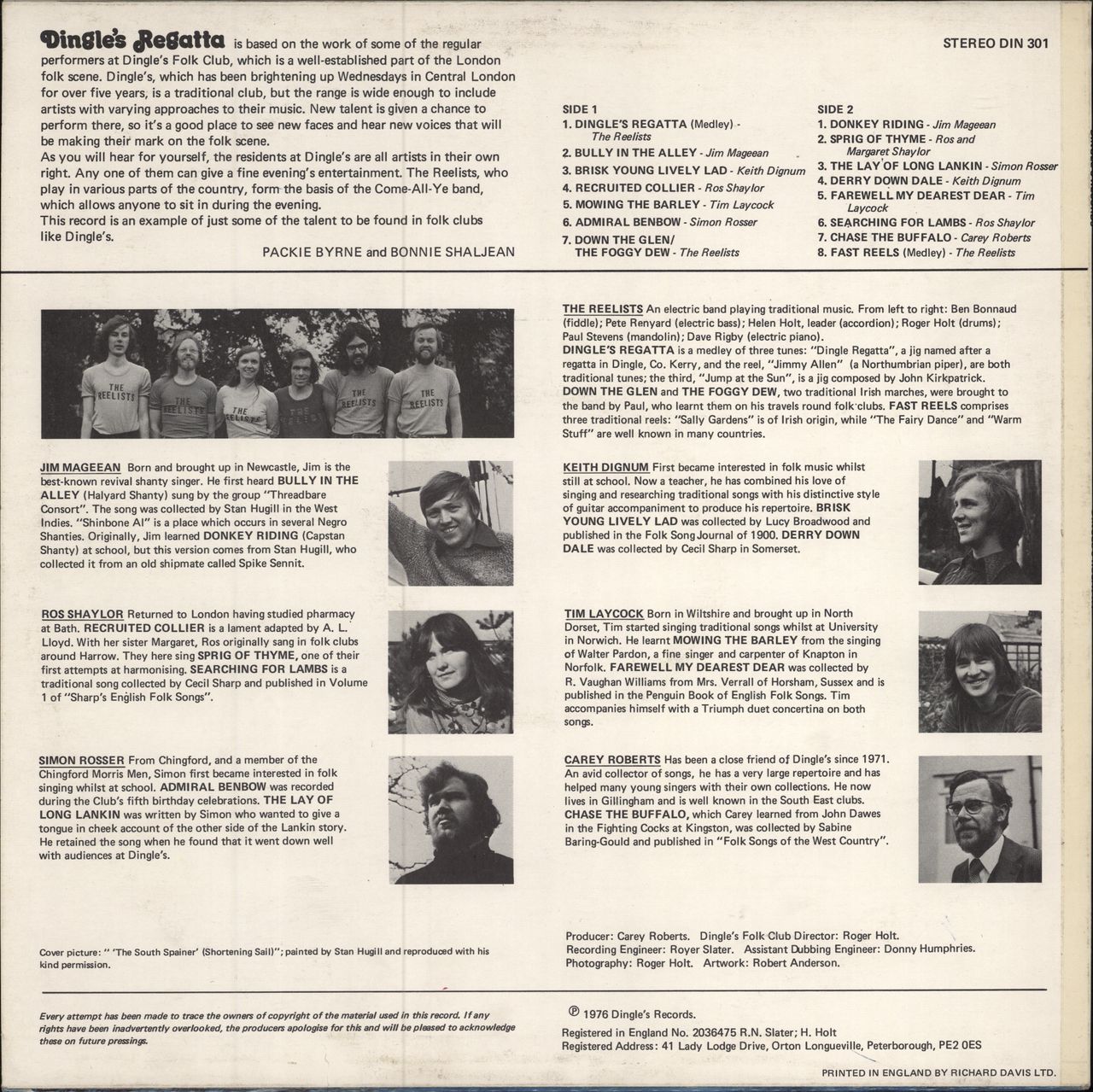 Various-Folk Dingle's Regatta UK vinyl LP album (LP record)