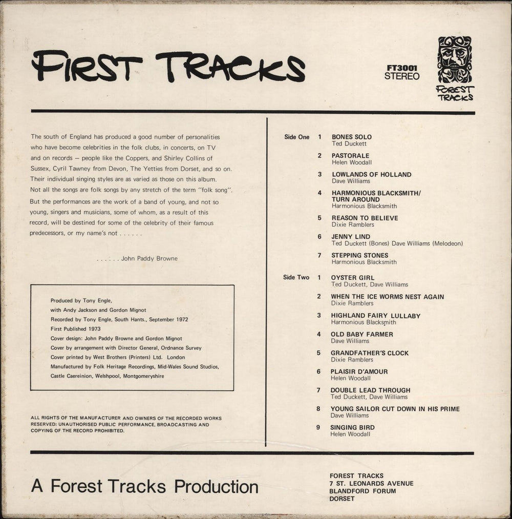 Various-Folk First Tracks UK vinyl LP album (LP record)
