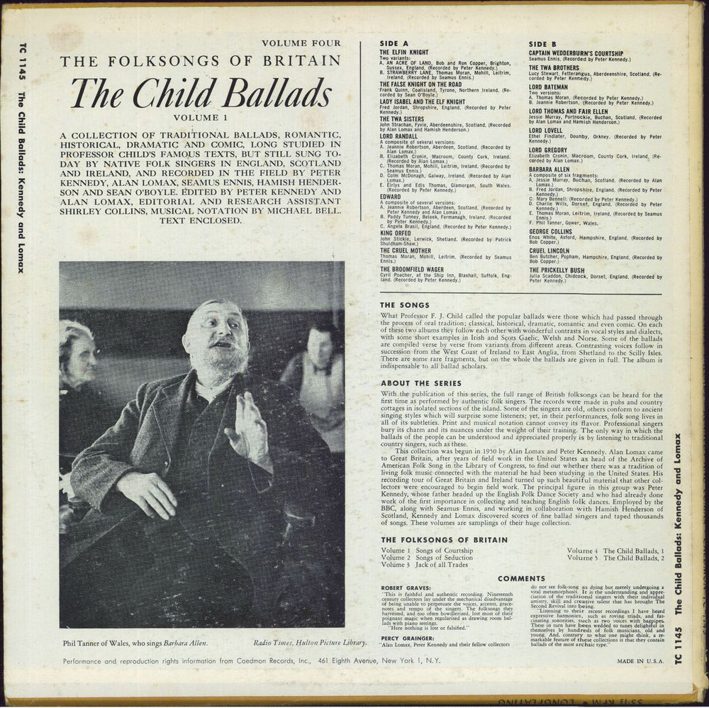 Various-Folk The Child Ballads No. 1 US vinyl LP album (LP record)