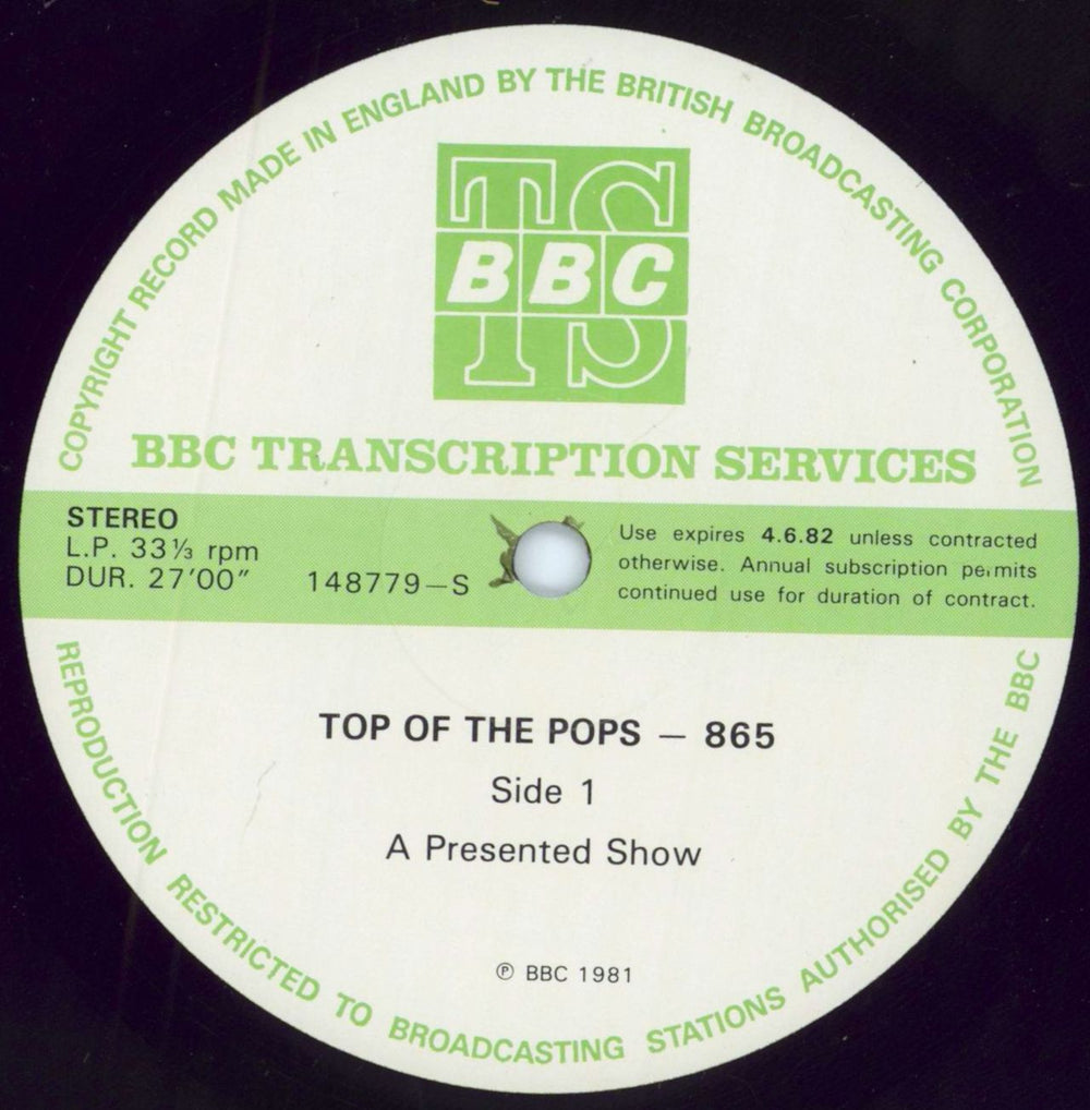 Various-Pop Top Of The Pops 865 UK Promo vinyl LP album (LP record) 148779/80-S